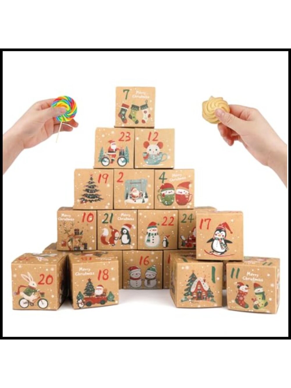 24 Pc DIY Advent Calendar Boxes Kraft Cardboard Make Fill Your Own